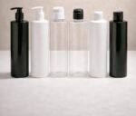 Black White Shampoo Bottle - Pump & Fliptop Cap