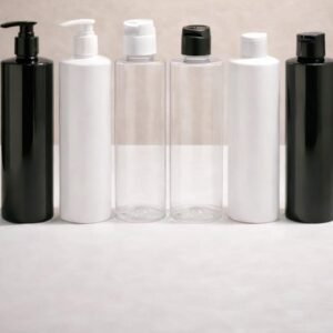 Black White Shampoo Bottle - Pump & Fliptop Cap